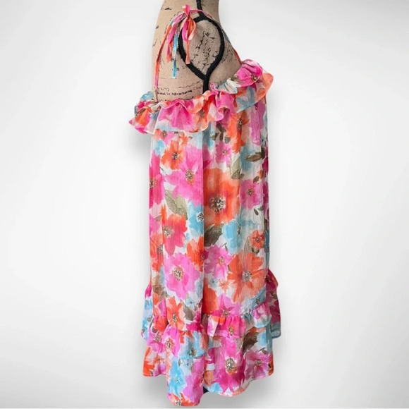 MINE Women's Vibrant‎ Floral Print Drop Waist Summer Dress Large | EUC - Picture 5 of 7